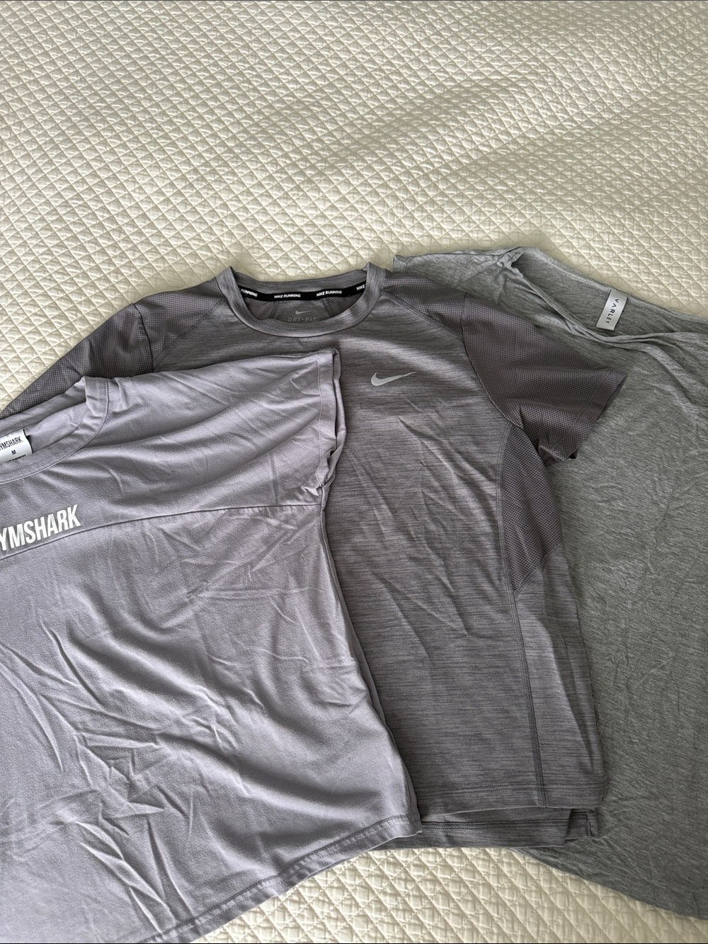 Gymshark, Varley & Nike Gray Performance Workout Tee Bundle - Light Gray